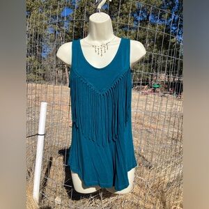 Boho meets western! Eye catching,Fringy-flowy tank by Tasha Polizzi, M